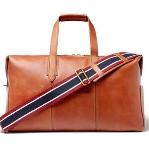 J.Crew Leather Holdall Duffel Bag in Cognac Brown